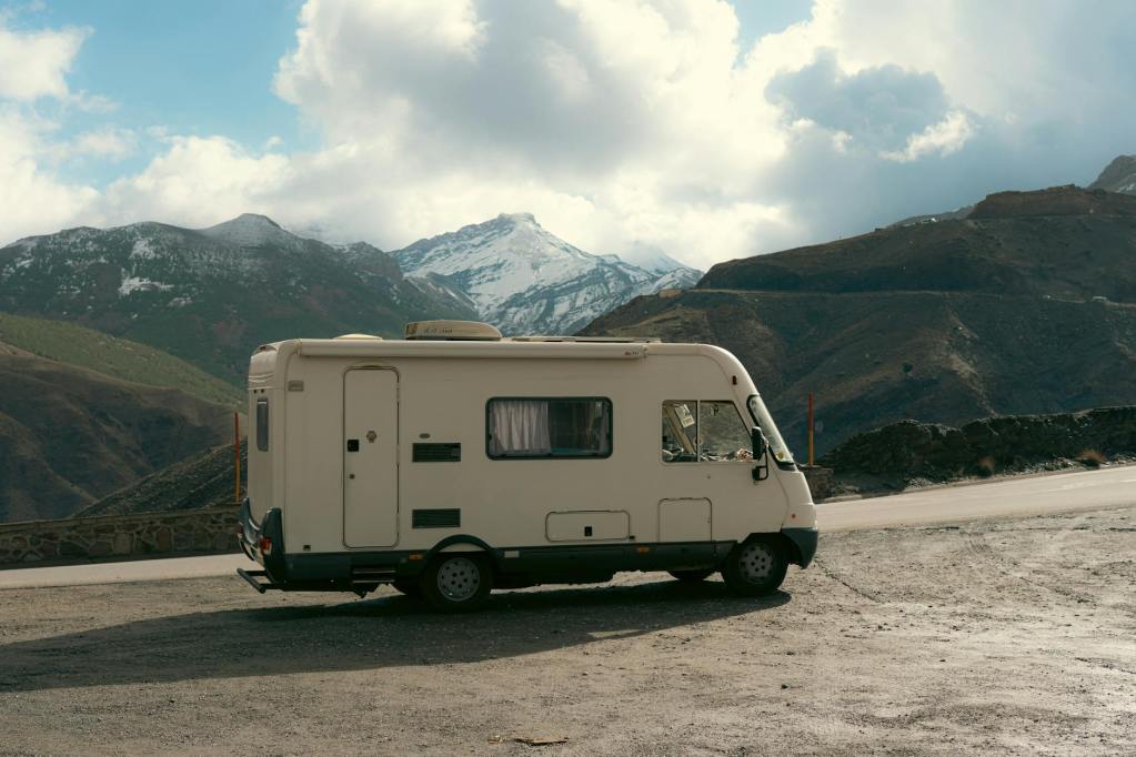 camper van with scenic mountain view