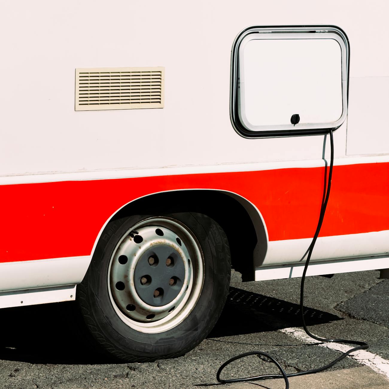 colorful camper section with charging cable