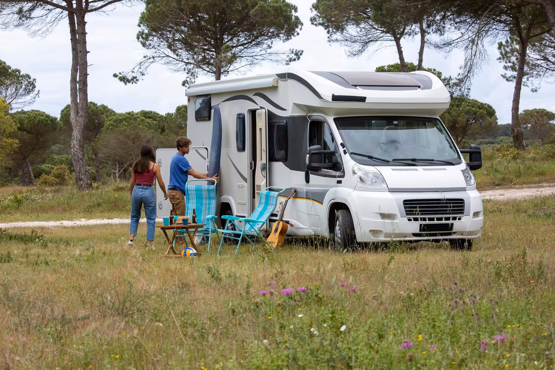 couple on vacation with rv