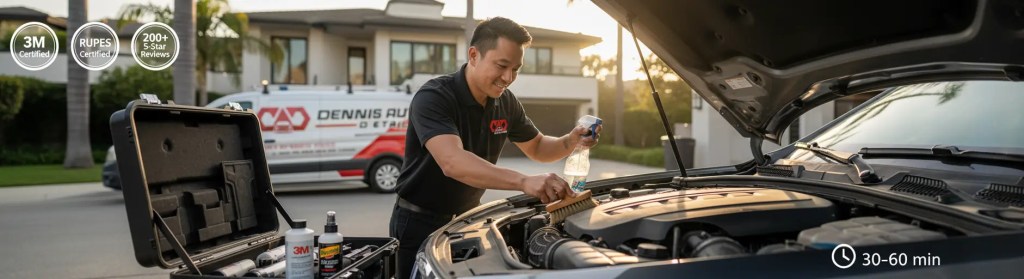 Dennis Auto Details, certified 3M/Rupes/Meguiars installers with 200+ five-star reviews.