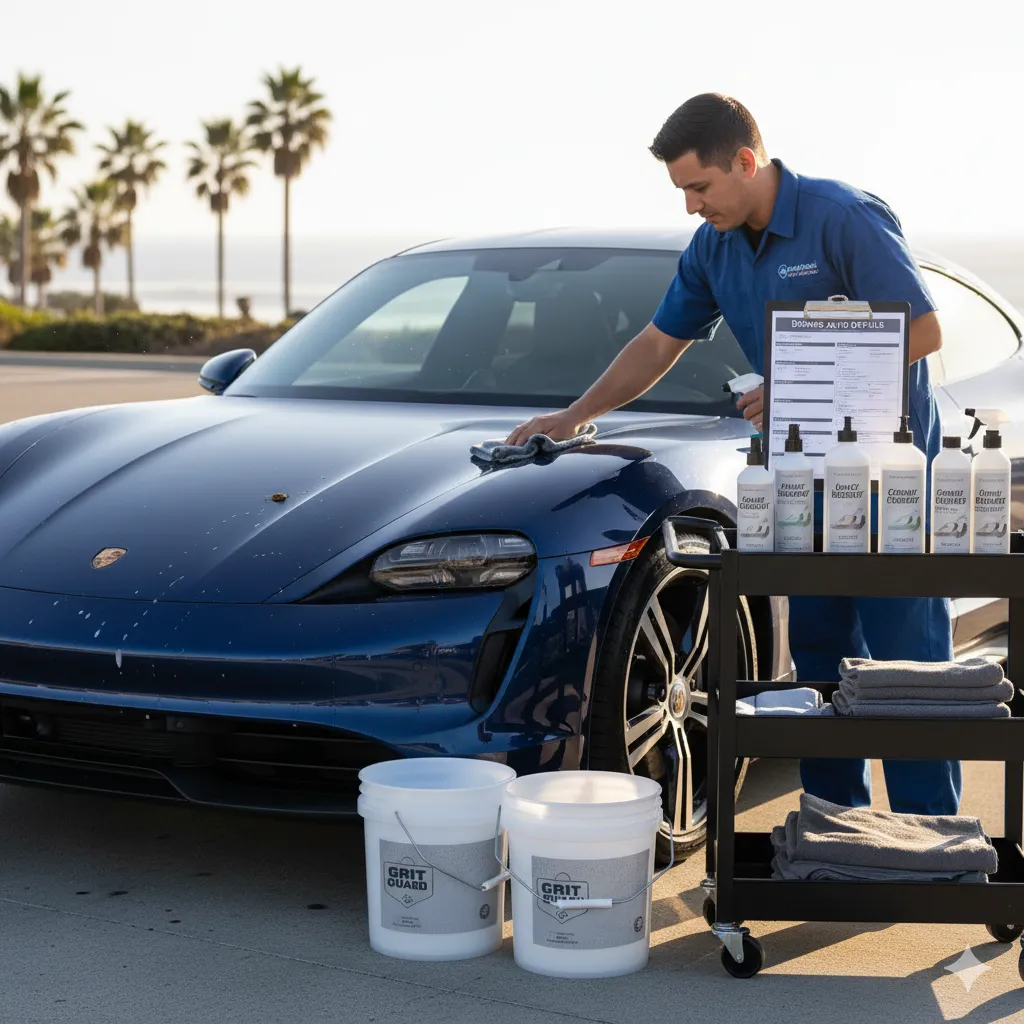 Professional demonstrating proper ceramic coating maintenance requirements for San Diego climate conditions