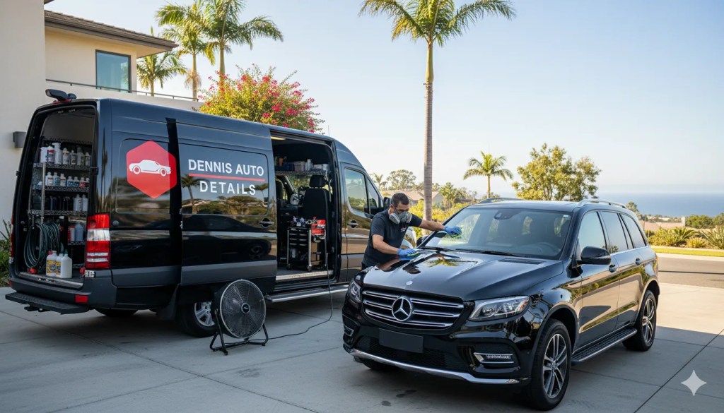 technician performing ceramic coating removal on a luxury vehicle