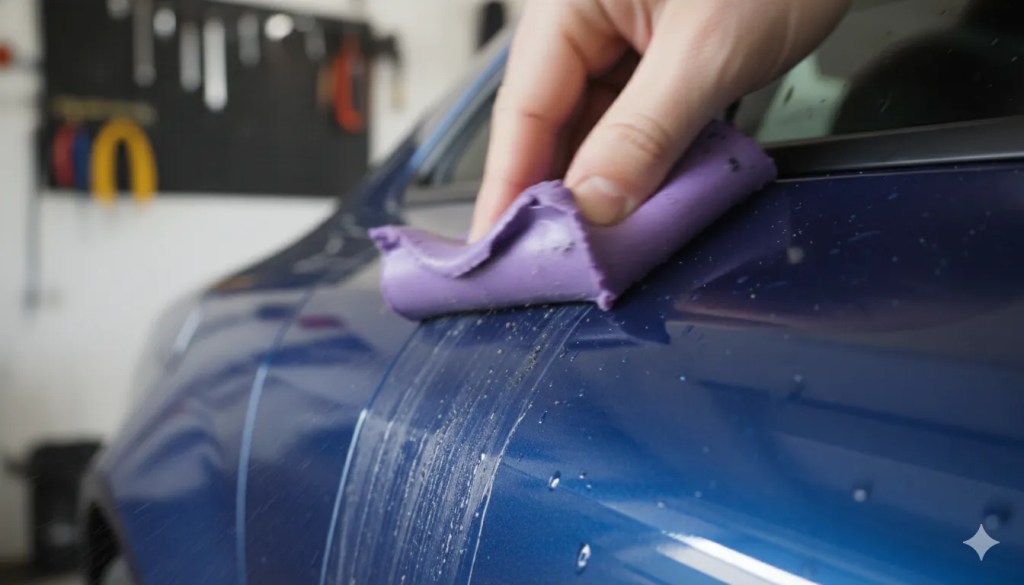 Clay bar decontamination step before paint correction San Diego