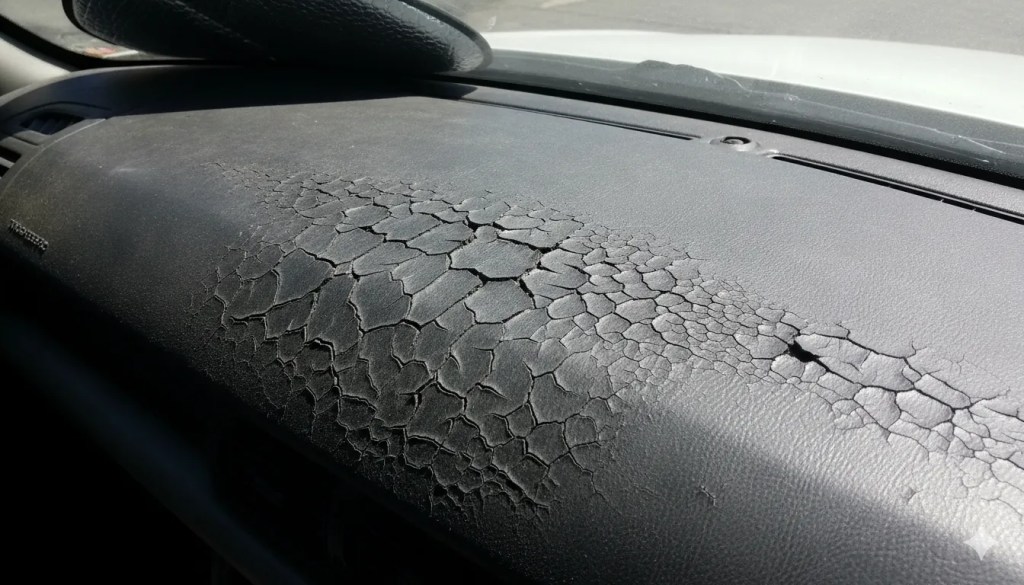 UV damaged cracked car dashboard from San Diego summer heat showing why interior protection is important
